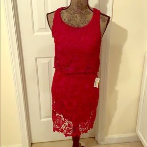 2 piece red floral set